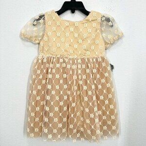 Popatu Kids' Embroidered Tulle Dress Ivory Cream Flower Girl Adorable Girly‎ NWT
